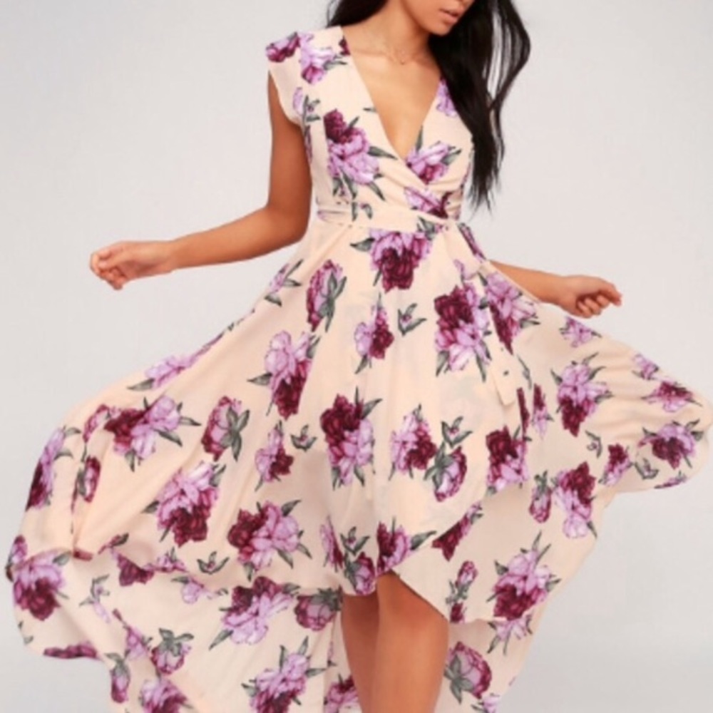 French Countryside Blush Floral High-Low Dress